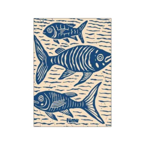 Fishes Lino Blue plakat