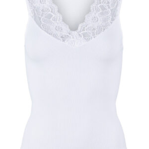 Belen v-lace rib top – Bianco  – Tim & Simonsen